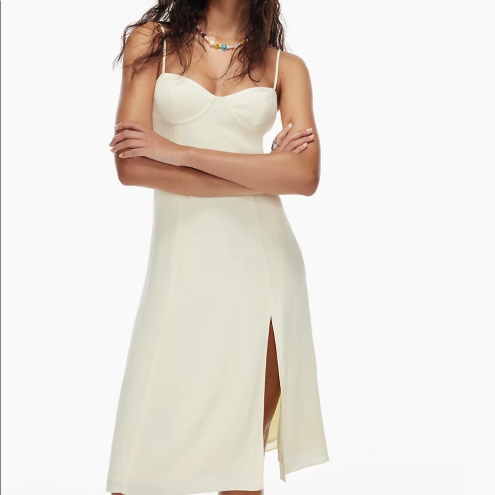 Yellow aritzia midi dress with slit